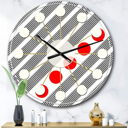 Designart 'Retro Geometrical Abstract Minimal Pattern Xi Mid-Century Modern Wall Clock